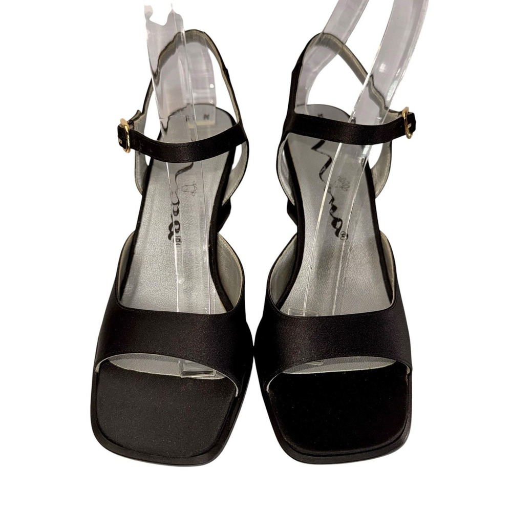 Nina Womens Black Slingback Heels Open Toe Ankle Strap Buckle Solid Sz 6.5 M - Picture 3 of 7